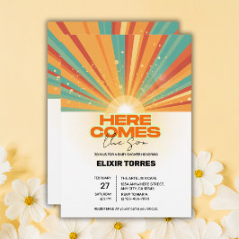 Retro hier kommt die Son Baby Dusche Einladung