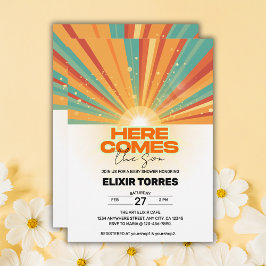 Retro hier kommt die Son Baby Dusche Einladung