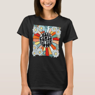 Retro Hier kommt die Sonnenblumen Sommer Familie V T-Shirt