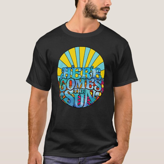 Retro Hier kommt die Sonnenblumen Sommer Familie V T-Shirt (Vorderseite)