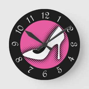 Retro High Heel Shoel Round Clock Runde Wanduhr