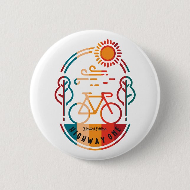 Retro Highway 1 Bike Trail Button (Vorderseite)
