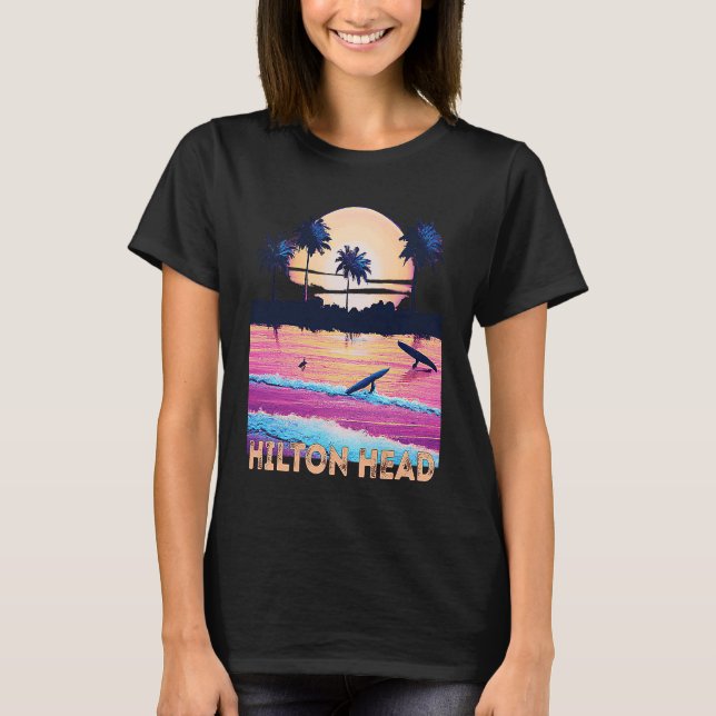 Retro Hilton Head North Carolina Souvenir Surf T-Shirt (Vorderseite)