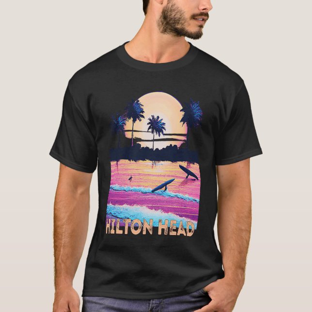 Retro Hilton Head North Carolina Souvenir Surf T-Shirt (Vorderseite)