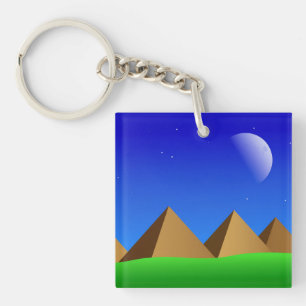 Retro Himmel und Pyramiden Schlüsselanhänger
