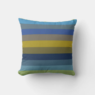 Retro Himmelblau und Senfgelb horizontale Streifen Kissen