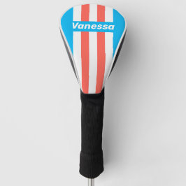 Retro Himmelblaue Pin-Streifen mit Namen Golf Headcover