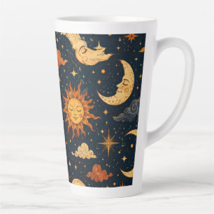 Retro-Himmels-Sonne-Mond-Morgencafe-Tasse Geschenk Milchtasse