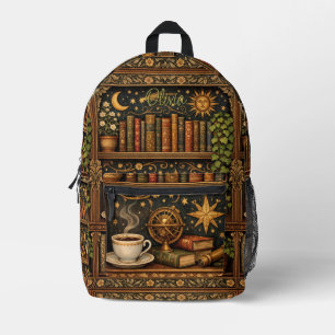 Retro-Himmelsbuchregal Buch Kaffee Liebhaber Bedruckter Rucksack