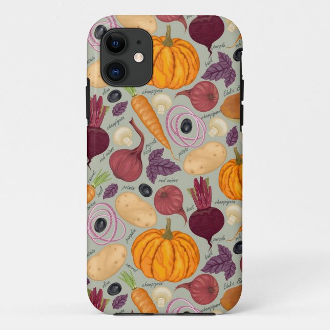 Retro-Hintergrund aus frischem Gemüse Case-Mate iPhone Hülle (Rückseite)