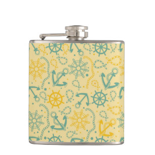 Retro Hintergrund mit Anker, Seile Flachmann