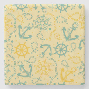 Retro Hintergrund mit Anker, Seile Steinuntersetzer