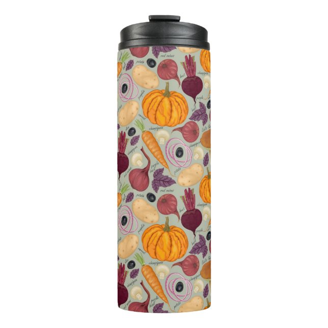 Retro Hintergrund vom Frischgemüse Thermosbecher (Vorderseite)