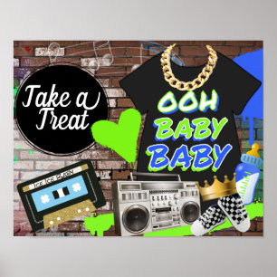 Retro Hip Hop Baby Shower-Ooh Baby Baby Leckerei Z Poster
