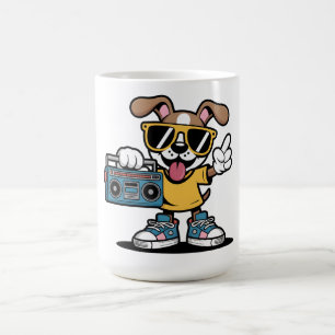 Retro Hip Hop Hund: Cooler Cartoon-Welpe Kaffeetasse