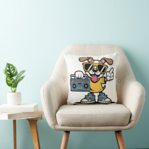 Retro Hip Hop Hund: Cooler Cartoon-Welpe Kissen