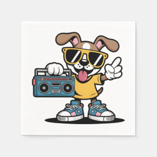 Retro Hip Hop Hund: Cooler Cartoon-Welpe Serviette