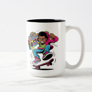 Retro Hip-Hop Skateboarder Zweifarbige Tasse