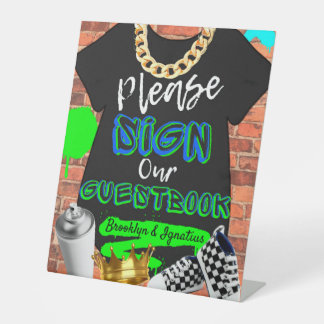 Retro Hip Hop Urban Unterschreiben Unser Gästebuch Sockelschild