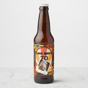 Retro Hippie 60er Jahre Benutzerdefiniertes Foto 7 Bierflaschenetikett