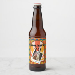Retro Hippie 60er Jahre Benutzerdefiniertes Foto 7 Bierflaschenetikett