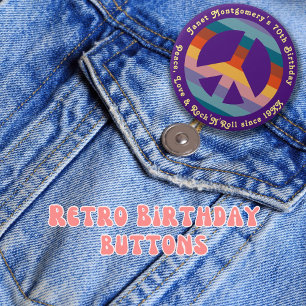 Retro Hippie 60's Baby Boomer Milestone Geburtstag Button
