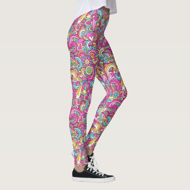 Retro Hippie 60's Pattern Leggings (Rechts)
