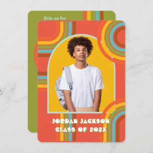 Retro Hippie 70's 60er Abschluss Foto Einladung