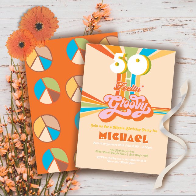 Retro Hippie 70's 60er Groovy Birthday Party Invit Einladung (Von Creator hochgeladen)