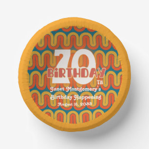 Retro Hippie Abstrakt 1960er 70er Jahre Geburtstag Pappteller