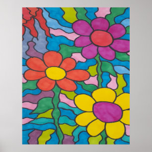 Retro Hippie Blume Art Poster