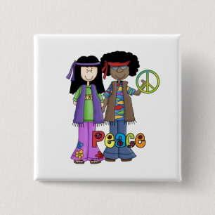 Retro Hippie Blume Children Button
