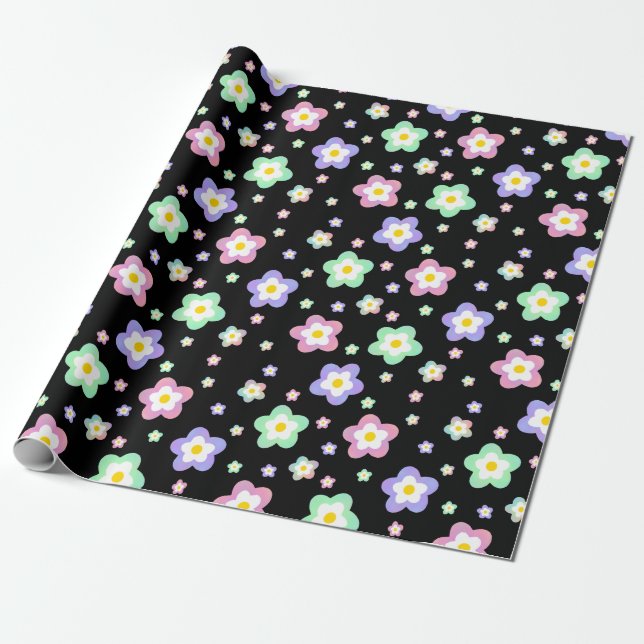 Retro-Hippie-Blume Geschenkpapier (Ungerollt)