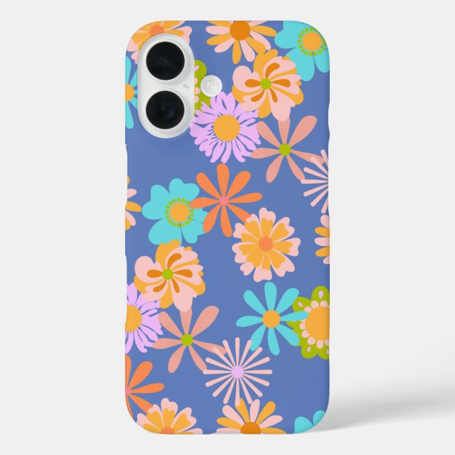 Retro Hippie Blume Muster in Blau Case-Mate iPhone Hülle (Rückseite)