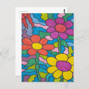 Retro Hippie Blume Postkarte