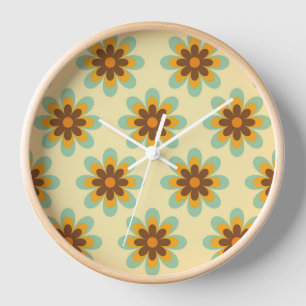 Retro-Hippie-Blumen-Wanduhr Uhr