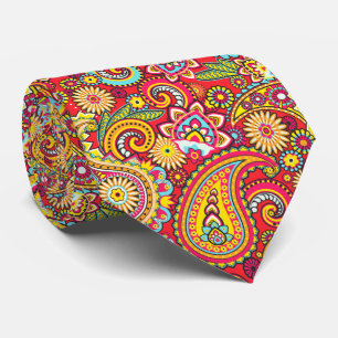 Retro Hippie Boho 60's Pattern Necktie der 70er Ja Krawatte
