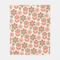 Retro Hippie Boho 70er Blume Muster Rosa Grün
