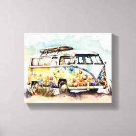 Retro Hippie Bus Leinwanddruck