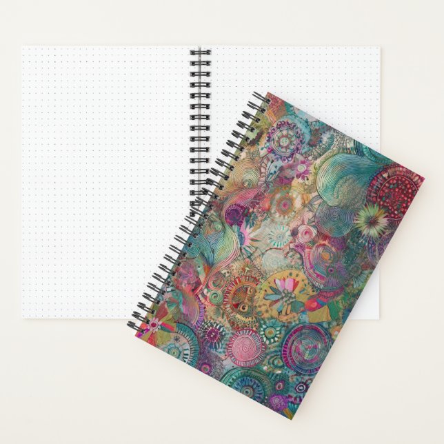 Retro Hippie: Fantasy Spiral Notebook Notizbuch (Innen)