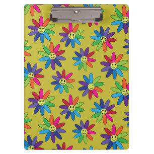 Retro Hippie farbenfroh Lächeln Blume Muster Klemmbrett