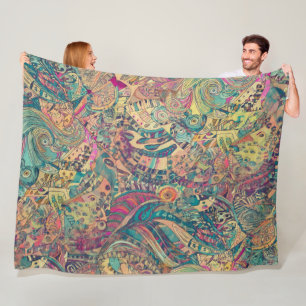 Retro Hippie: Farbige Mosaikdecke Fleecedecke