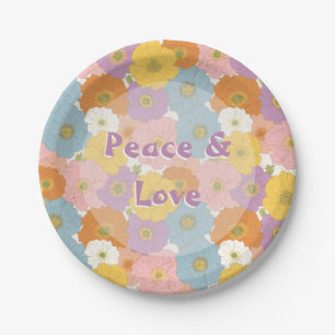 Retro Hippie Floral Pappteller