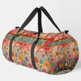 Retro Hippie: Folk Art Garden Duffle Bag