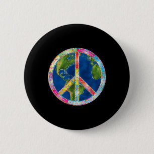 Retro Hippie Freiheit Friedenszeichen 60er 70er Ke Button