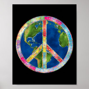 Retro Hippie Freiheit Friedenszeichen 60er 70er Ke Poster