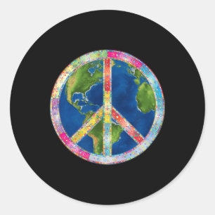 Retro Hippie Freiheit Friedenszeichen 60er 70er Ke Runder Aufkleber