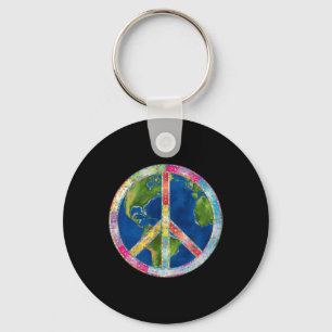 Retro Hippie Freiheit Friedenszeichen 60er 70er Ke Schlüsselanhänger