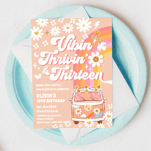 Retro-Hippie-Geburtstagseinladung Einladung