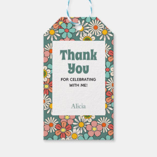 Retro Hippie Groovy Blume Hallo Fünfzig Geburtstag Geschenkanhänger